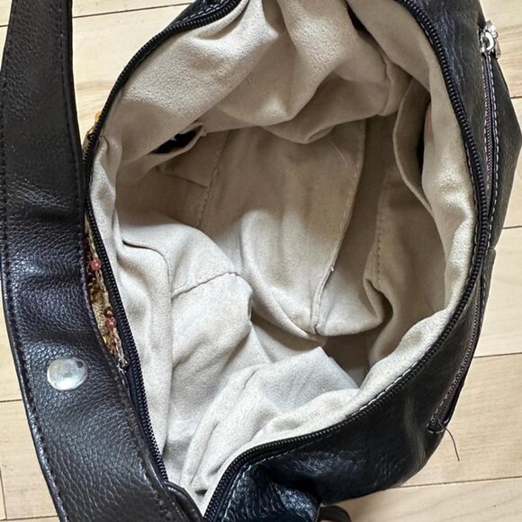 Unique boho-style shoulder bag with black faux leather body sequins - Picture 7 of 7